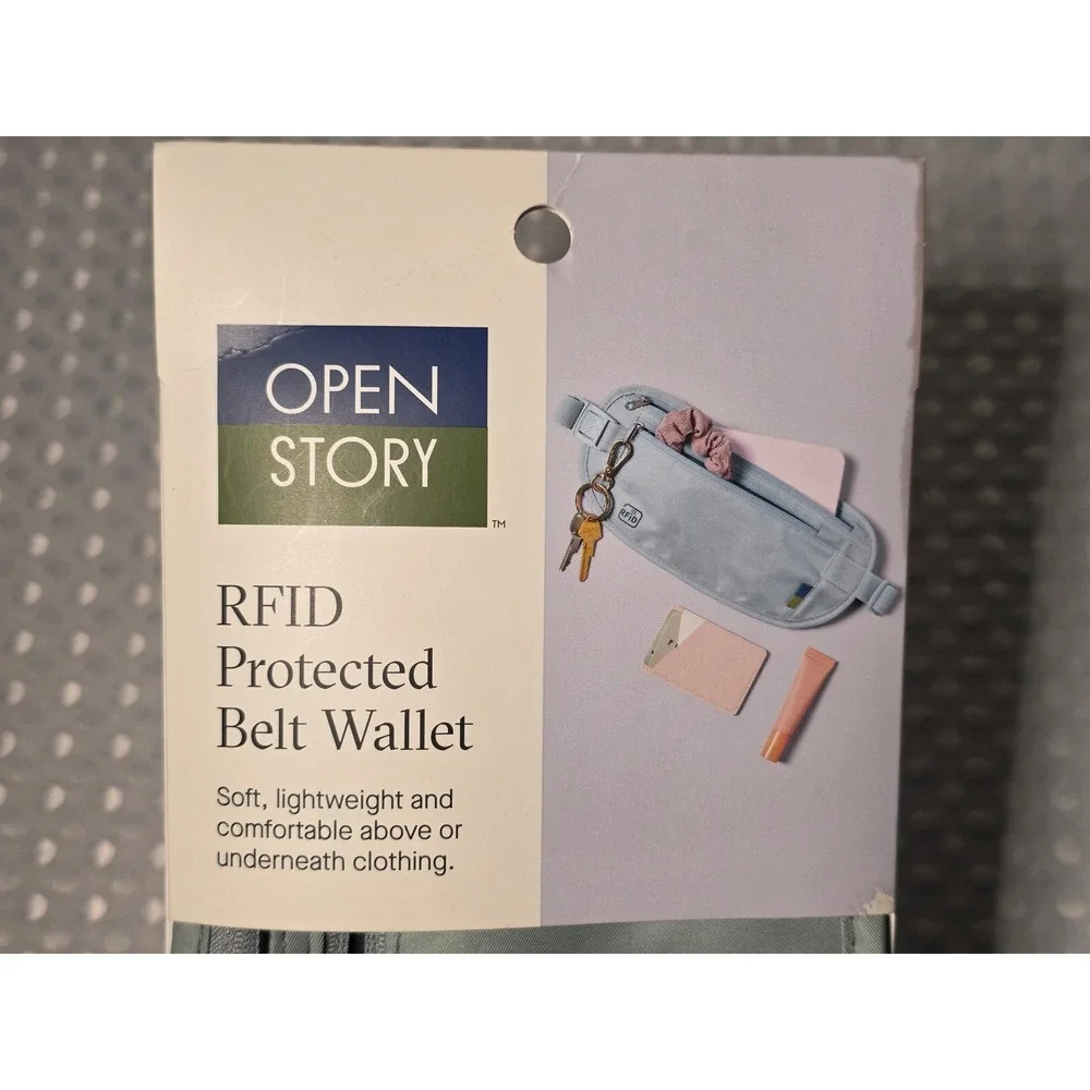 Open Story RFID Protected Belt Wallet Travel Money Pouch Sage Green 069066226